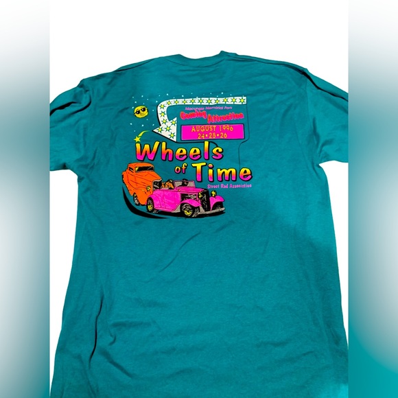 Vintage Wheels of Time Hot Rod Macungie PA Single Stitch Shirt XL Made in USA - Picture 3 of 5